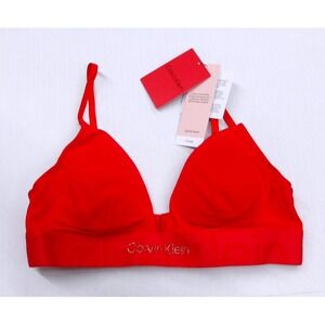 Calvin Klein Red Lightly Lined Triangle Bralette Everyday Comfort Small / #7297